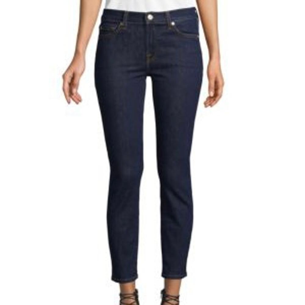 7 FOR ALL MANKIND Roxanne Dark Wash Mid Rise Skinny Jeans 26